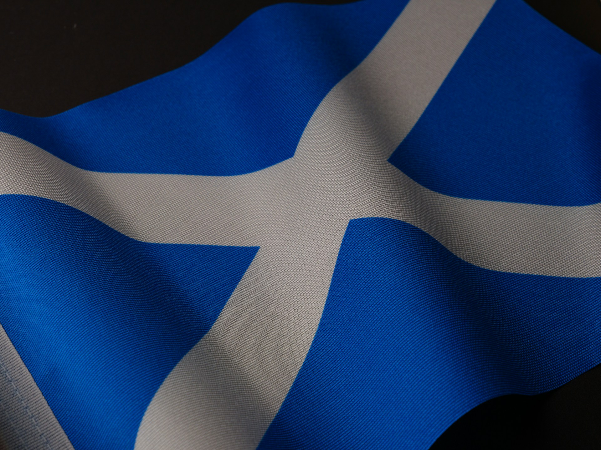 Picture of the Scottish flag, a white cross on a blue background