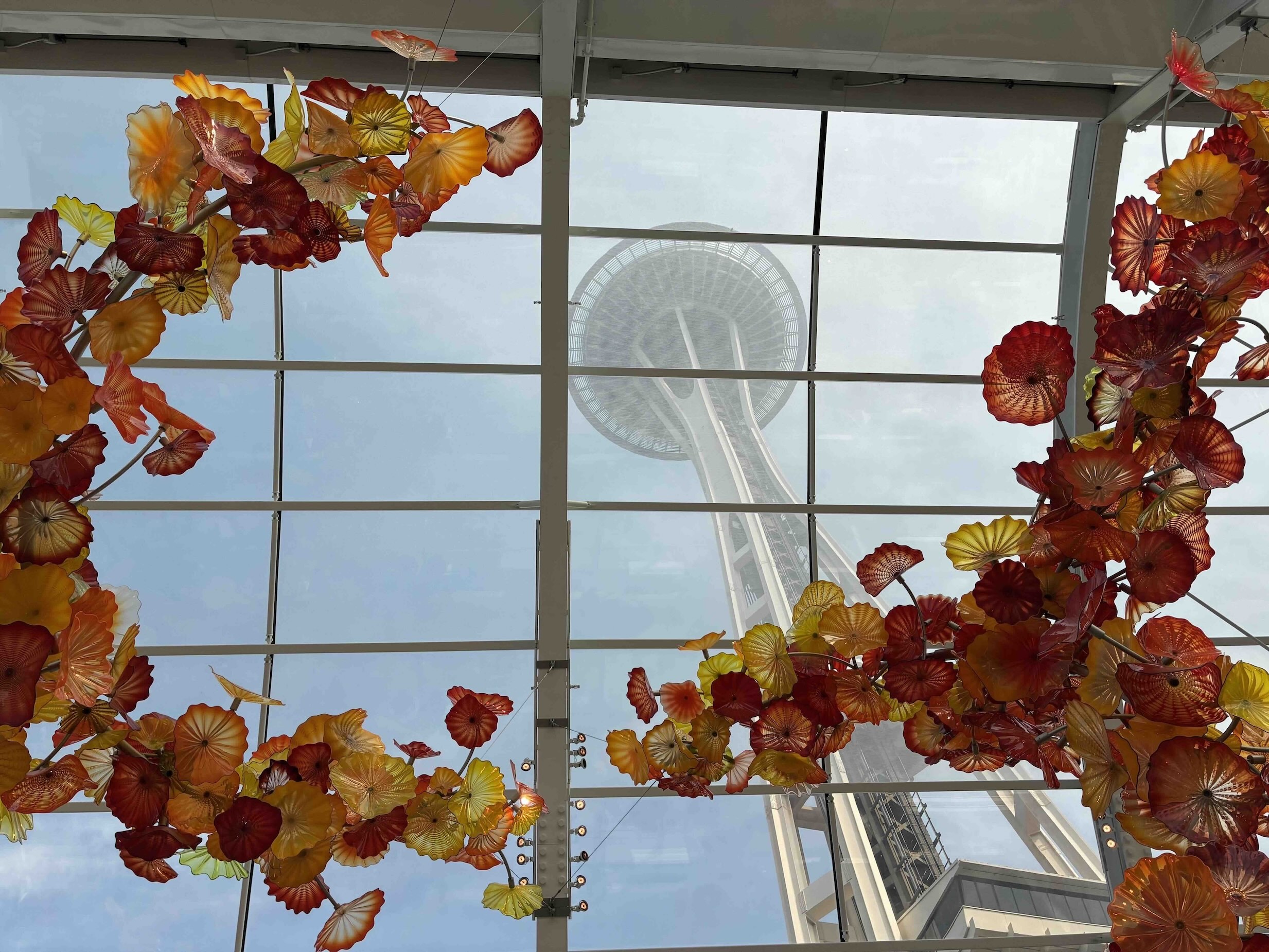 The Seattle Space Needle viewed from the Chihuly Garden and Glass Museum.