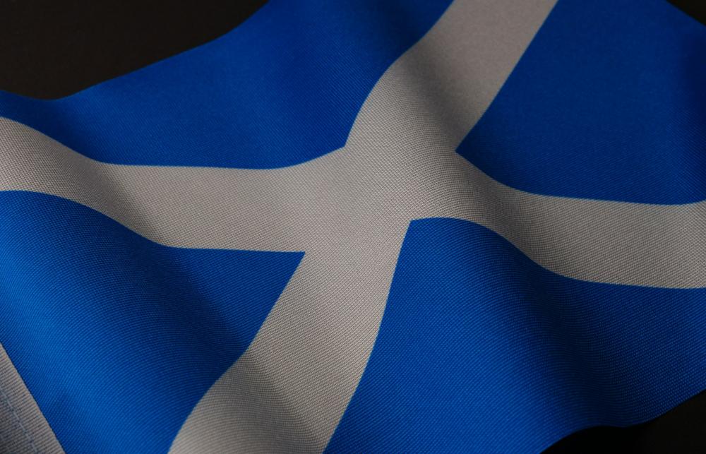 Picture of the Scottish flag, a white cross on a blue background