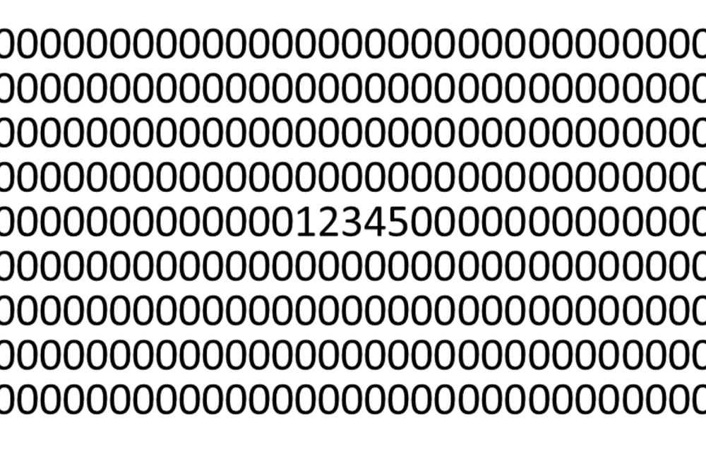 Image shows a grid of numbers, with 1, 2, 3, 4, 5, in the centre surrounded by zeroes.